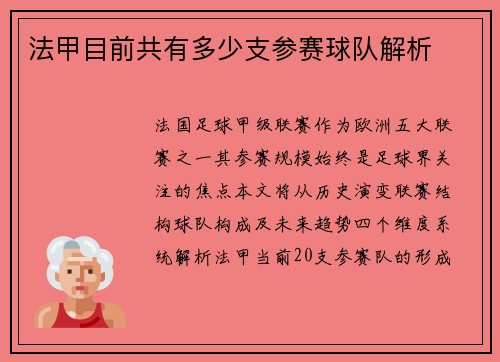 法甲目前共有多少支参赛球队解析